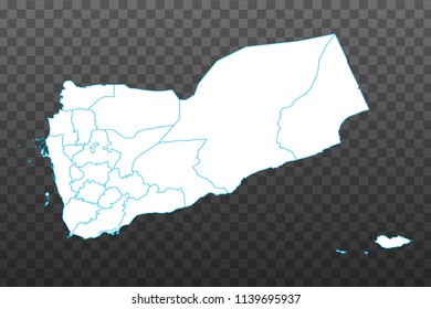 Map of Yemen. Vector illustration on transparent background. Items are placed on separate layers and editable. Vector illustration eps 10.