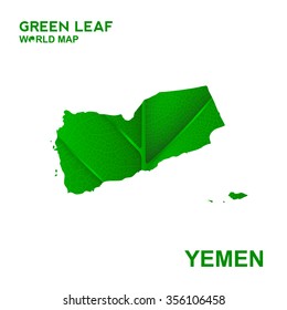Map Of Yemen,Nature green leaf, vector illustration