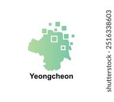 Map of Yeongcheon - location on South Korea, design with digital pixel modern simple logo template vector