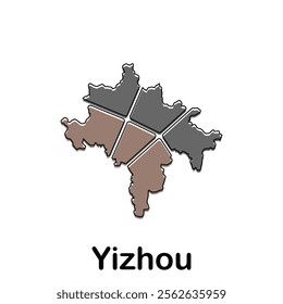 map of Yizhou geometric modern outline, High detailed vector illustration design