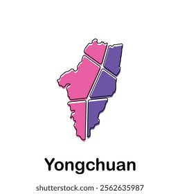 map of Yongchuan geometric modern outline, High detailed vector illustration design