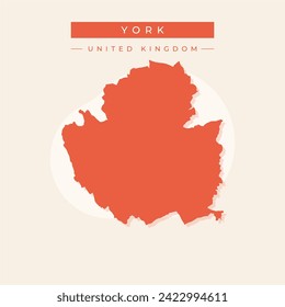 Karte York - England - Region Vereinigtes Königreich Skizze Silhouette Grafik Element Illustration Template Design
