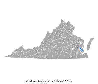 Map of York in Virginia on white