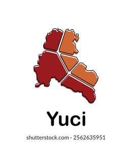 map of Yuci geometric modern outline, High detailed vector illustration design