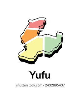 Map of Yufu City design, Japanese Country location in Asia Template, Suitable for your company