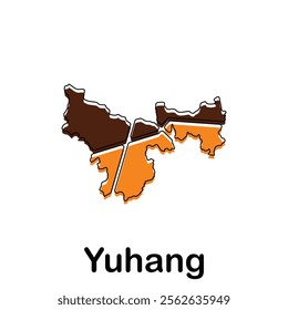 map of Yuhang geometric modern outline, High detailed vector illustration design