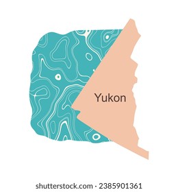 Karte von Yukon mit einem Teil des Ozeans. Konzept der Reise und Geografie von Kanada.