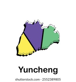 Map of Yuncheng City, map technology with outline style modern vector design template, China map suitable for your company