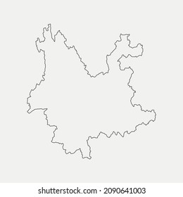 Map of Yunnan - China region outline silhouette vector illustration
