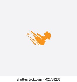 Map of Zadar County - Croatia Vector Illustration Silhouette Design