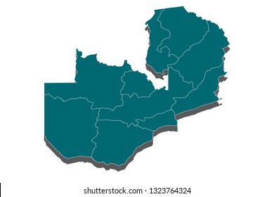 Map of Zambia - Blue Geometric Rumpled Triangular, Polygonal Design For yours. Vector illustration eps 10. - Vector