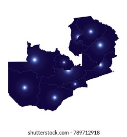 Map of Zambia - Blue Geometric Rumpled Triangular, Polygonal Design For yours. Vector illustration eps 10.