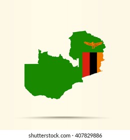 Map of Zambia in Zambia flag colors