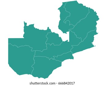 map of zambia isolated on white background