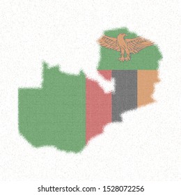 Map of Zambia. Mosaic style map with flag of Zambia. Exotic vector illustration.