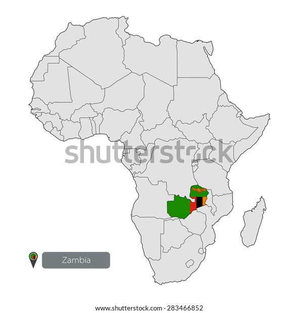 Map Zambia Official Flag Location On Stock Vector (Royalty Free ...