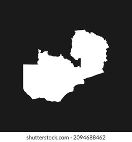Map of Zambia on Black Background