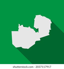 Map of Zambia on green Background with long shadow