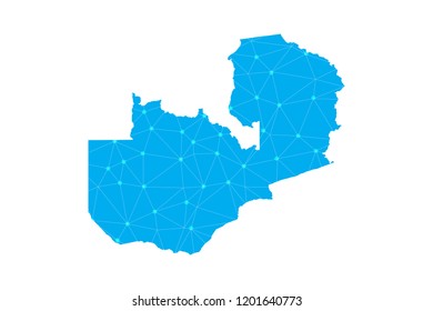 Map of Zambia from Polygonal wire frame low poly mesh,Zambia map Vector Illustration EPS10.