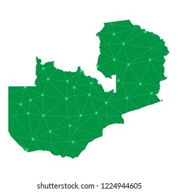 Map of Zambia from Polygonal wire frame low poly mesh,Zambia map Vector Illustration EPS10.