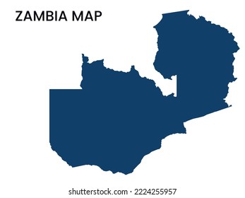 Map of Zambia, Solid Map of Zambia, Zambia vector Illustration, Map of Zambia with Colour.
