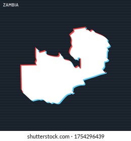 Karte von Sambia Vectordesign Template auf dunklem Hintergrund.