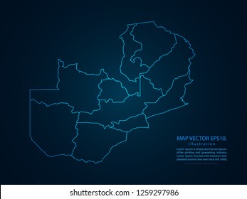Map of zambia,Abstract mash line and point scales on dark background for your web site design map logo, app, ui,Travel. Vector illustration eps 10.