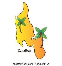 Map of Zanzibar with palms
