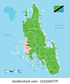 Vektorgrafik Zanzibar (Unguja) Inselplan