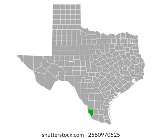 Map of Zapata in Texas on white