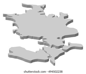 Map - Zealand (Danmark) - 3D-Illustration