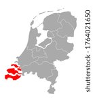 Map of Zeeland in Netherlands on white