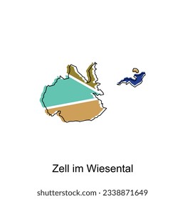 Map of Zell Im Wiesental colorful design, World Map International vector template with outline graphic sketch style on white background