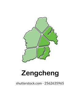 map of Zengcheng geometric modern outline, High detailed vector illustration design