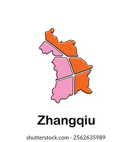 map of Zhangqiu geometric modern outline, High detailed vector illustration design