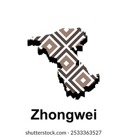 Map of Zhongwei City vector design template, Infographic vector map illustration on a white background