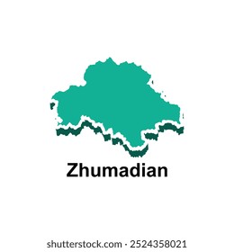 map of Zhumadian modern vector design template, national borders and important cities illustration