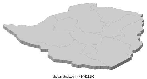 Map - Zimbabwe - 3D-Illustration
