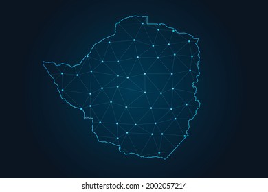 Map of zimbabwe , Abstract mash line and point scales on dark background for your web site design map logo, app, ui,Travel. Vector illustration eps 10.