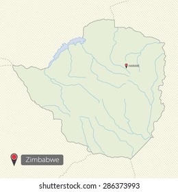 Map of Zimbabwe, Africa