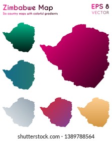 Map of Zimbabwe with beautiful gradients. Amusing set of country maps. Fabulous vector illustration.