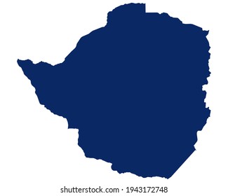 Mapa de Zimbabue de color azul