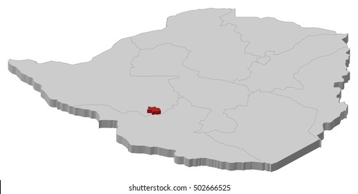 Map - Zimbabwe, Bulawayo - 3D-Illustration