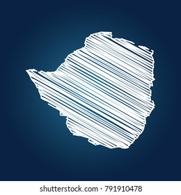 Map of Zimbabwe, Drawing map on blackboard of Zimbabwe. drawn on chalkboard with scribbled map of Zimbabwe can be use for education. vector illustration.