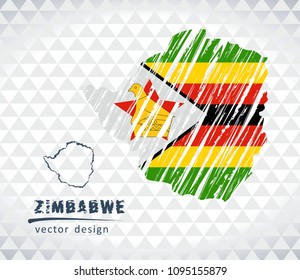 Map of Zimbabwe with hand drawn sketch pen map inside. Vector illustration