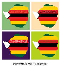 map of Zimbabwe with the image of the national flag