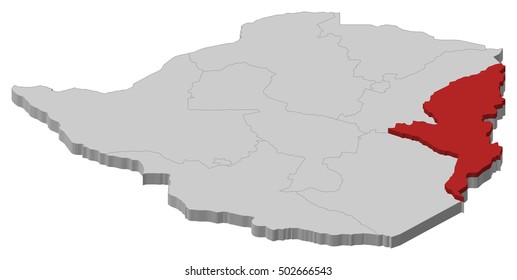 Map - Zimbabwe, Manicaland - 3D-Illustration