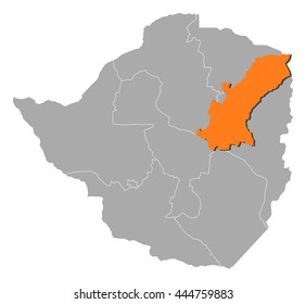 Map - Zimbabwe, Mashonaland East