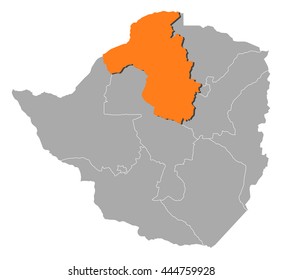 Map - Zimbabwe, Mashonaland West