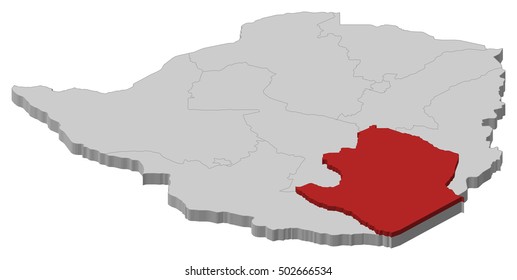 Map - Zimbabwe, Masvingo - 3D-Illustration